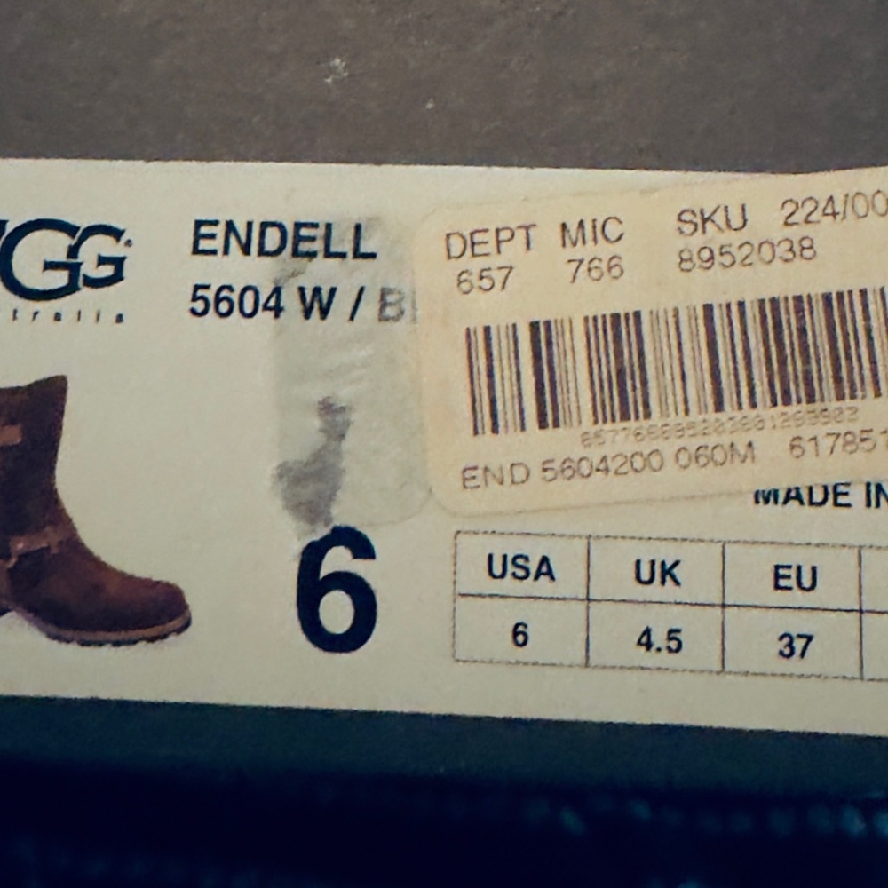 UGG Endell Brown suede side zipper calf Boots 6womens - Picture 4 of 8
